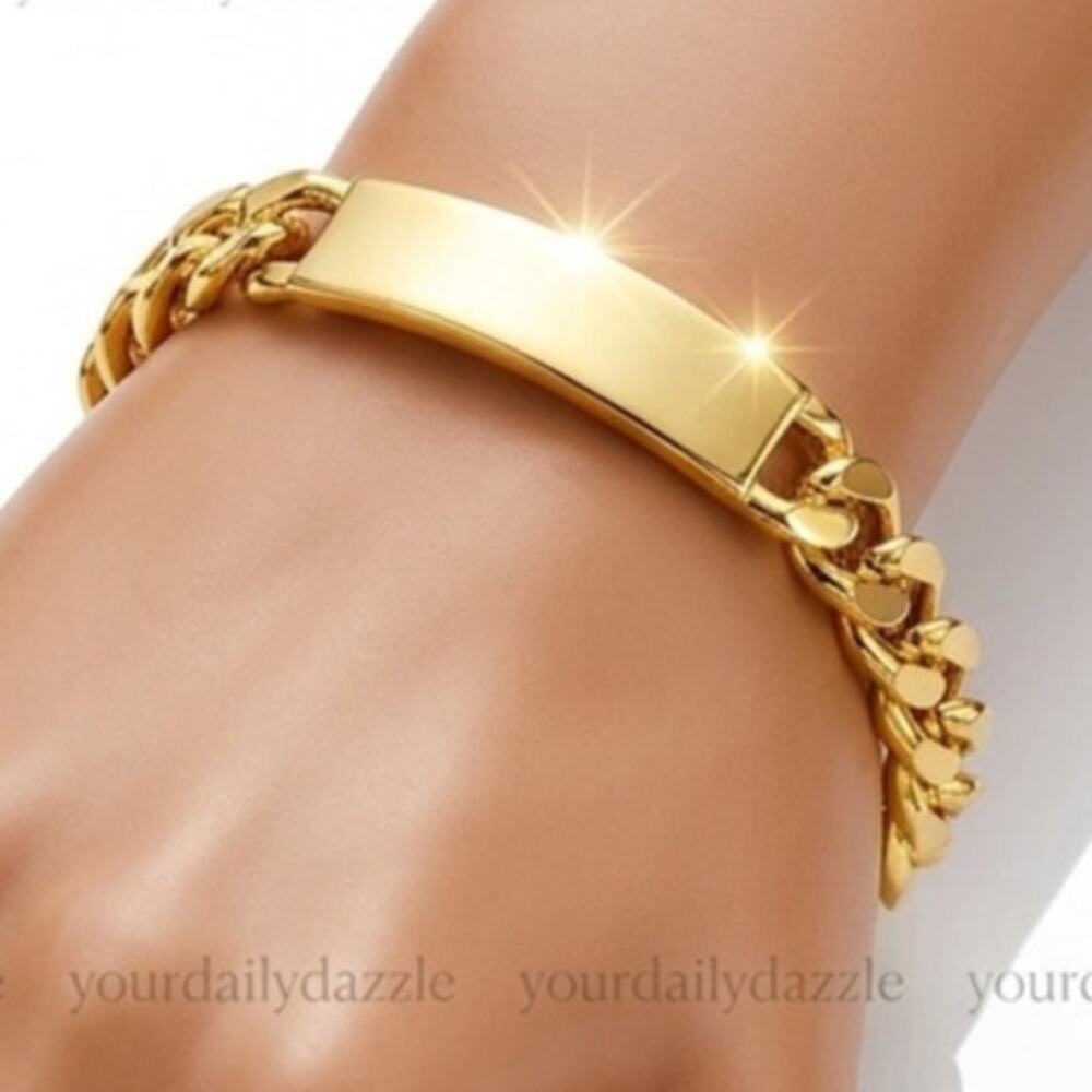 18k Stamped 10MM Gold Plated 20CM  High Quality Bracelet - Picture 3 of 3